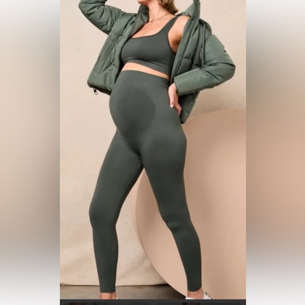EUC BLANQI Women's Olive Green Maternity Leggings Size Medium